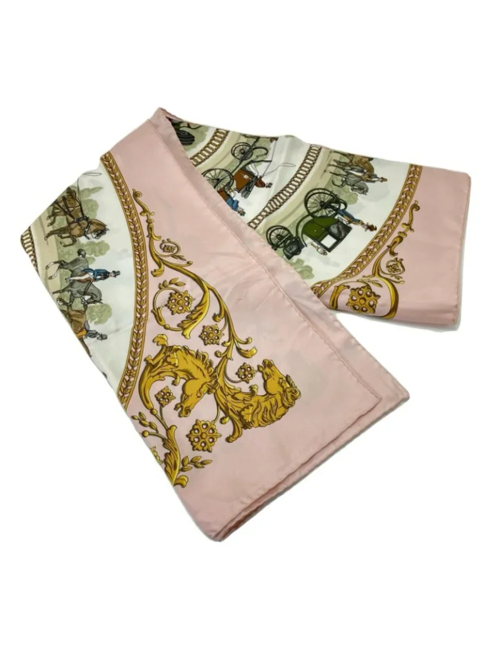 Hermes Scarf Carre 90 Walk to Long Chien Pink White - Picture 4 of 5